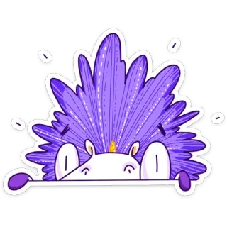 😱 kỳ lân, hoạt hình, dễ thương, tím, động vật, nhãn dán telegram sticker