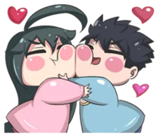 ❤ love, cartoon, anime, couple, kiss, romance telegram sticker