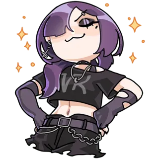😏 VK Anime, Karakter, rambut ungu, Gotik, berkilau telegram sticker