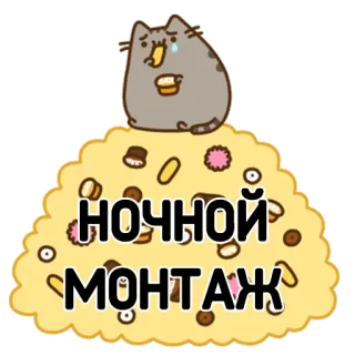 😥 НОЧНОЙ
МОНТАЖ кот, еда, русский, текст whatsapp sticker