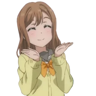 🤷 anime girl, cartoon, school uniform, smiling, cute, illustration, cheerful telegram sticker