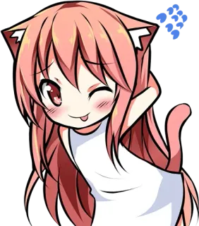 😋 Fille animée, Chibi, Mignon, Oreilles de chat, Kawaii, Dessin animé telegram sticker