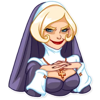 😈 nun, religion, cartoon, woman, sexy telegram sticker