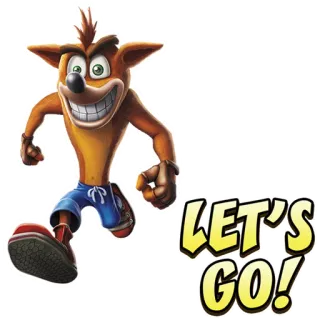 ☝ Crash Bandicoot LET'S GO! Crash Bandicoot, cartoon, video game, mascot, character whatsapp sticker