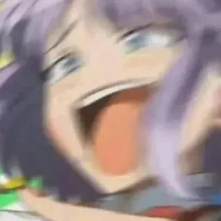 🧃 Anime, Grito, Emocionado, Divertido, Chica, Pelo morado telegram sticker
