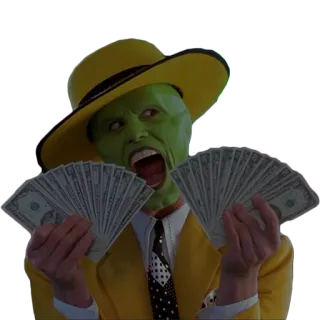 💵 The Mask soldi, dollari, faccia verde, cartone animato, film telegram sticker