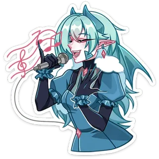 🎶 アニメ, 漫画, 悪魔, 歌, マイク, 音楽, ファンタジー, 女性, 可愛い telegram sticker