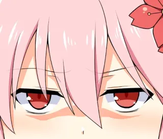 😐 Anime, Mangá, cabelo rosa, personagem, olhos, rosto whatsapp sticker