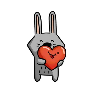 😍 Hase, Herz, Liebe, Tier, Cartoon whatsapp sticker