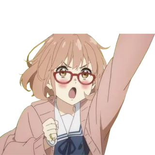 🎉 anime, cartoon, animation, girl, excited, pink, red glasses whatsapp sticker