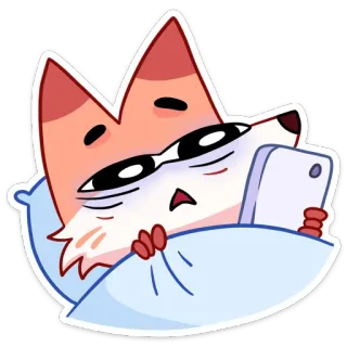 😴 fox, sleepy, lazy, cartoon, animal, bed, tired whatsapp sticker