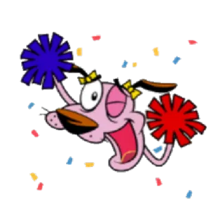 💃 Courage Courage the Cowardly Dog Courage the Cowardly Dog, การ์ตูน, เชียร์ลีดเดอร์, การเฉลิมฉลอง, แอนิเมชั่น, สุนัข telegram sticker