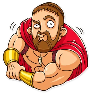 💪 man, muscular, cartoon, cape, ancient, hero telegram sticker