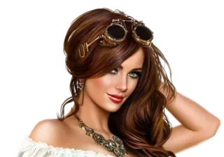 🙆 mujer, steampunk, gafas, joyería, collar, retrato telegram sticker