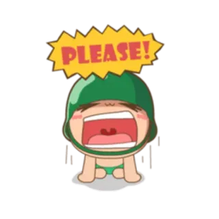 😣 PLEASE! soldier, helmet, pleading, cartoon, military whatsapp sticker