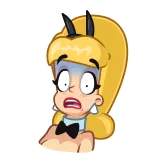 😨 Мультфильм, Женщина, Блондинка, Испуганная, Кролик, Милый telegram sticker