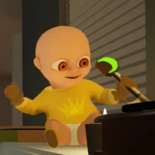 🎶 The Baby in Yellow jogo de terror, bebê, personagem de videogame, assustador, amarelo, medonho telegram sticker