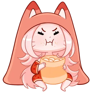 🍟 lucu, marah, kartun, camilan, hoodie, anime telegram sticker