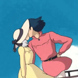 ❤️ Howl Howl's Moving Castle Anime, Kuss, Liebe, Romantik, Paar, Das wandelnde Schloss telegram sticker