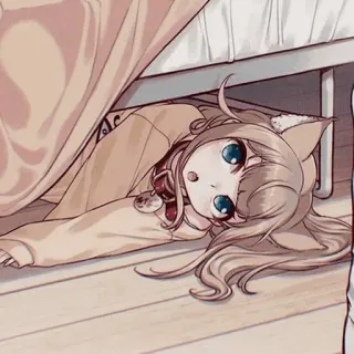 🧡 Anime, Kocia dziewczyna, Słodkie, Kreskówka telegram sticker