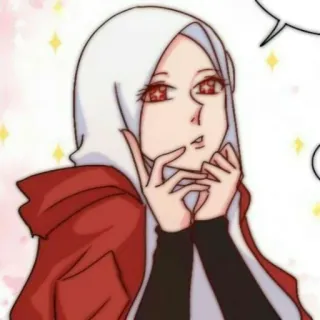 📚 Anime, Mujer, Hiyab, Personaje, Musulmán, Rojo, Blanco telegram sticker