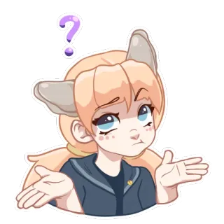 😕 고양이 귀, 물음표, 어깨 으쓱, 귀여운, 만화, 혼란스러운, 애니메이션, 스티커 whatsapp sticker