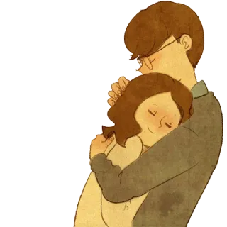 👫 사랑, 포옹, 귀여운, 커플, 만화 whatsapp sticker