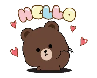 👋 HELLO медведь, привет, милый, сердечки, анимация telegram sticker