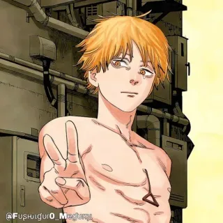 🪚 Denji Chainsaw Man Anime, Manga, Chainsaw Man, Denji, Friedenszeichen telegram sticker