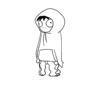 😐 Dessin animé, Personnage, Sweat à capuche, Debout, Dessin telegram sticker