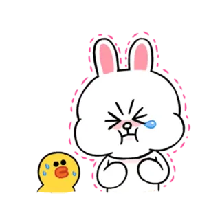 😰 Dibujos animados, Conejo, Triste, Mono, LINE Friends, Cony, Sally whatsapp sticker