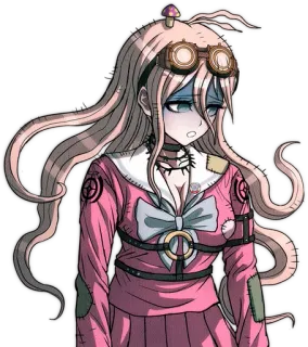 😰 Miu Iruma Danganronpa V3: Killing Harmony Anime, Postać, Różowy, Ponury, Fanart, Danganronpa whatsapp sticker