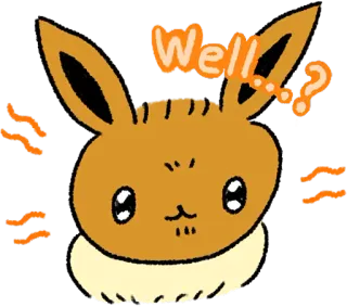 ❓ Eevee Well? покемон, милый, вопрос, животное, видеоигра telegram sticker