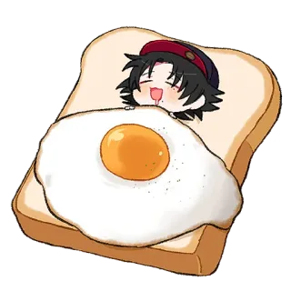 😴 anime, chibi, food, toast, egg, cute telegram sticker