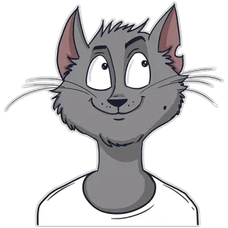 😊 cat, cartoon, animal, sticker, gray cat whatsapp sticker