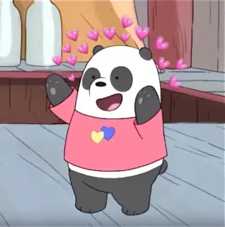 😇 Panda We Bare Bears Dessin animé, Panda, Mignon, Coeurs, Amour, Animé telegram sticker