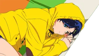 😴 アニメ, 女の子, 黄色パーカー, キャラクター, イラスト, 青髪 whatsapp sticker