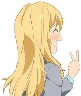 🙂 Anime, Ragazza, Segno di pace, Capelli biondi telegram sticker