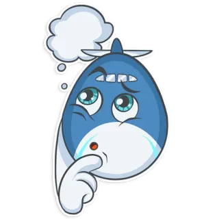 🤔 Tubarão, Pensando, Desenho animado, Peixe, Emoji, Adesivo telegram sticker