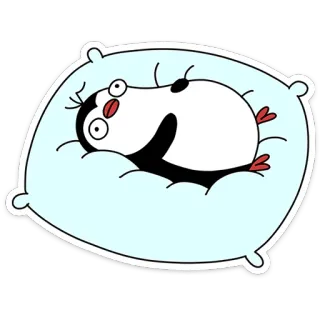 🐧 pingouin, coussin, sommeil, dessin animé, mignon, animal telegram sticker