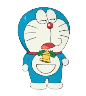 😒 Doraemon doraemon, personnage de dessin animé, animé, chat, chat robot, sueur, épuisé whatsapp sticker
