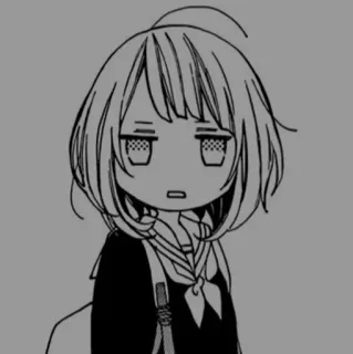 ➰ Manga, Anime, Mädchen, Schuluniform, Traurig, Monochrom telegram sticker