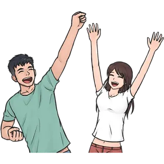 😀 만화, 커플, 축하, 기쁨, 행복, 관계 telegram sticker