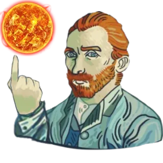 ☀️ Vincent van Gogh arte, artista, dedo do meio, van gogh, retrato whatsapp sticker