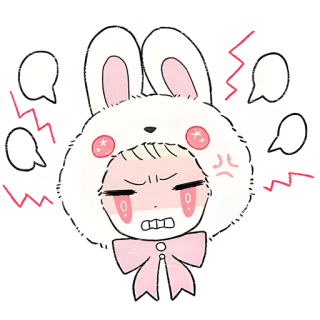 🤬 tức giận, thỏ, dễ thương, bực bội, khó chịu, hoạt hình, hình minh họa telegram sticker