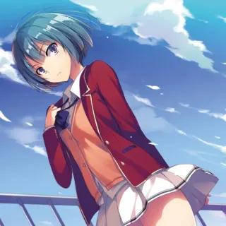 📕 Kikyo Kushida Classroom of the Elite Anime, Fille, Uniforme scolaire, Ciel, Cheveux bleus, Illustration, Classroom of the Elite, Kikyo Kushida telegram sticker