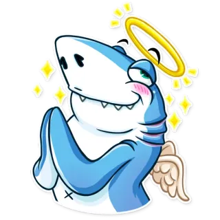 👼 акула, ангел, нимб, мультфильм, наклейка telegram sticker