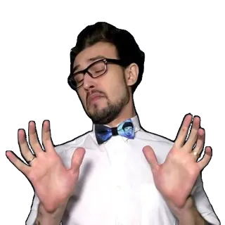 😖 homem, retrato, rosto, gravata borboleta, óculos, pessoa telegram sticker