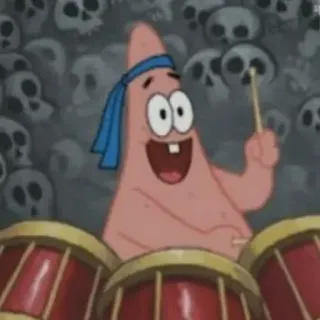 ✨ Patrick Star Spongebob Squarepants 뚱이, 스폰지밥, 만화, 드러머, 드럼, 웃긴 telegram sticker