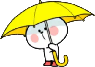 🌂 Cartoon, Bär, Regenschirm, Regentag, Süß, Gelb, Kawaii whatsapp sticker